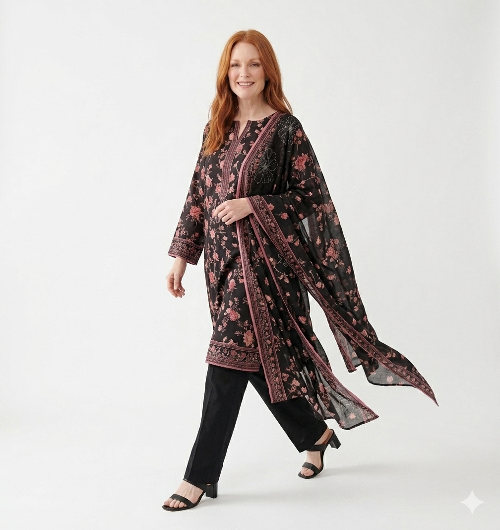 Unstitched Printed Lawn 3 Piece