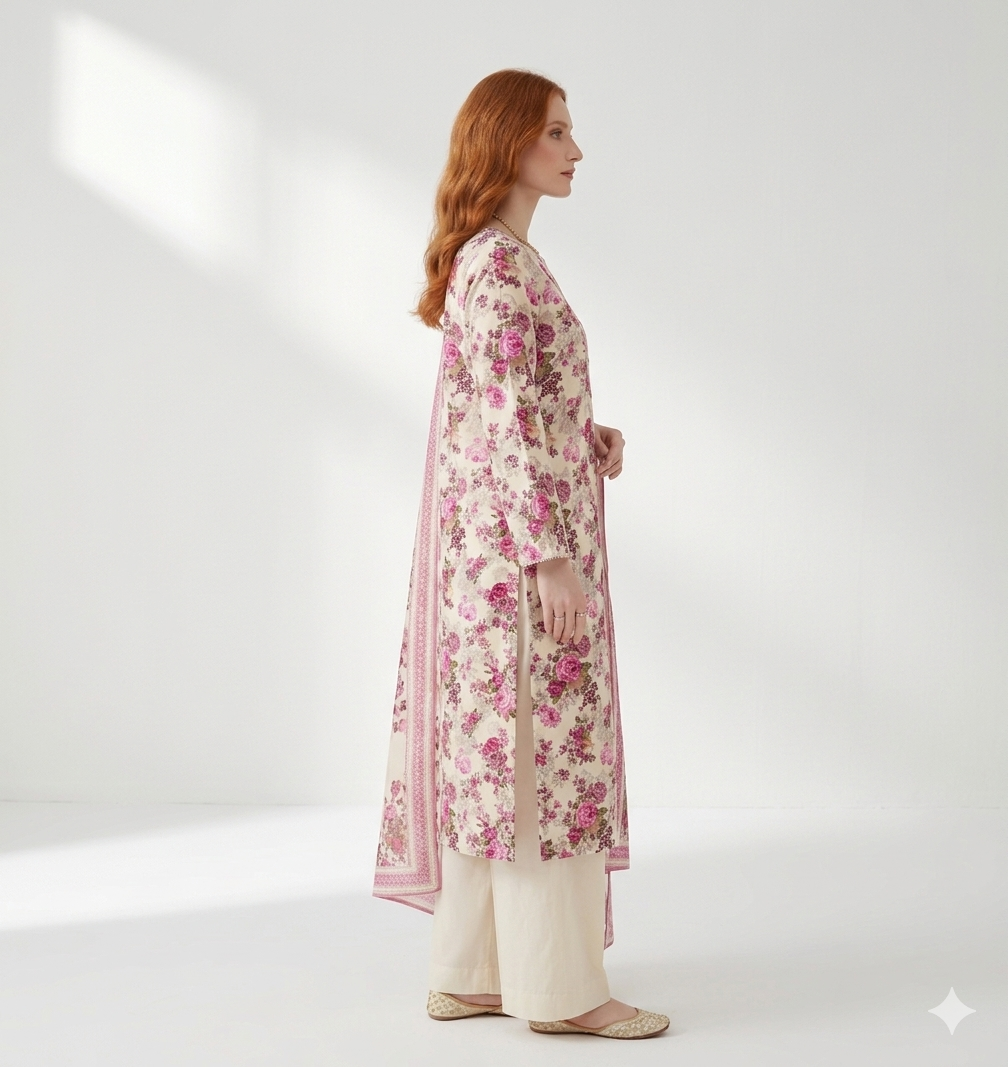 Unstitched Printed Lawn 3 Piece