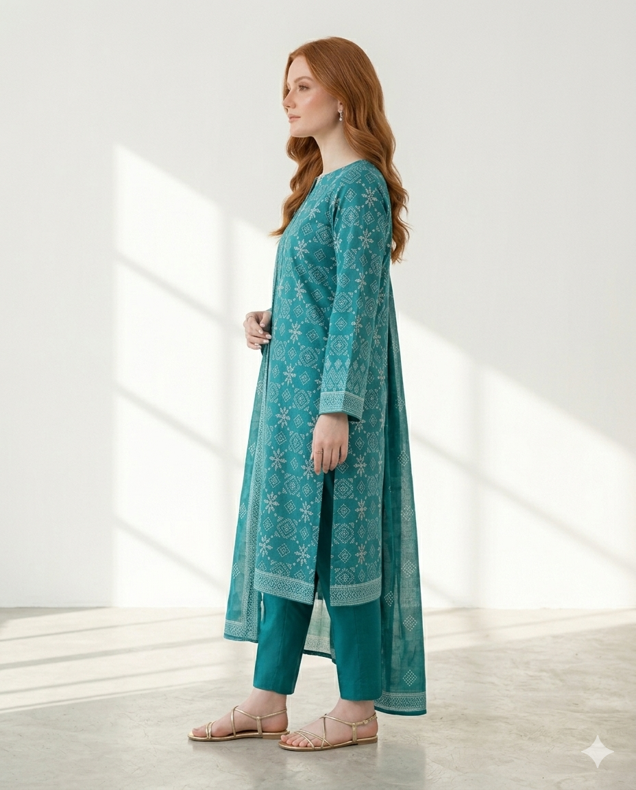 Unstitched Printed Lawn 3 Piece