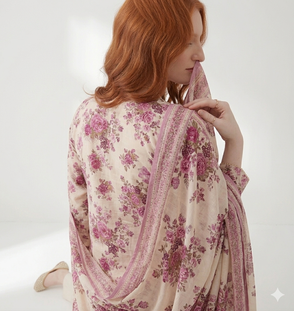 Unstitched Printed Lawn 3 Piece