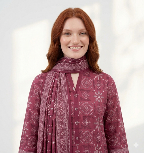 Unstitched Printed Lawn 3 Piece