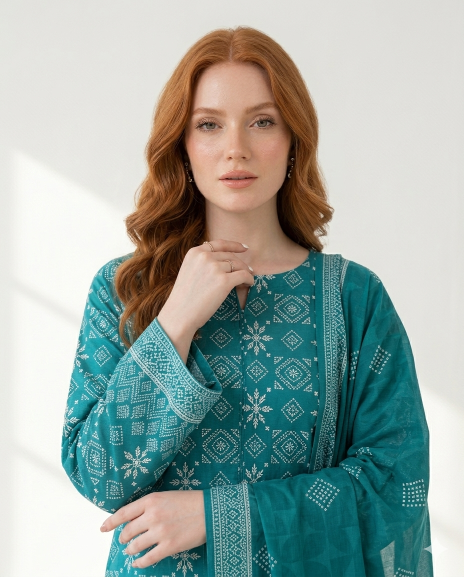 Unstitched Printed Lawn 3 Piece