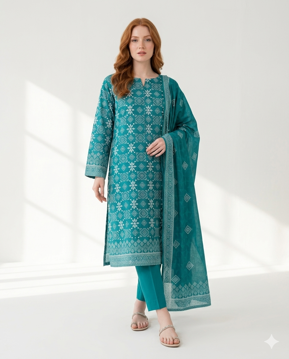 Unstitched Printed Lawn 3 Piece